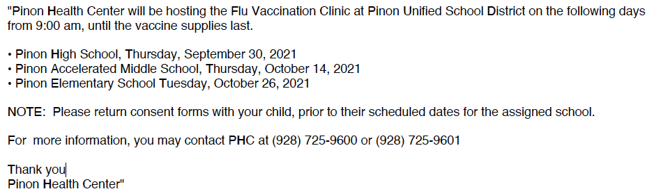 PUSD Vaccination Schedule